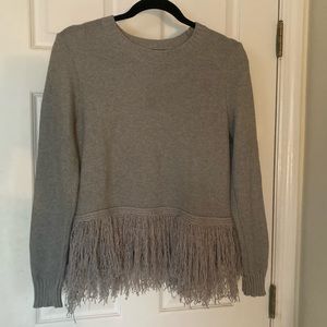 Ivanka trump grey texture fringe sweater in size s
